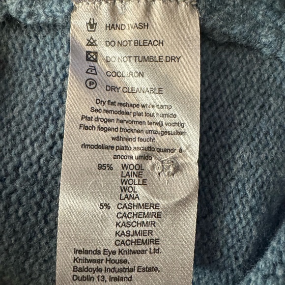 IrelandsEye Blue KILLINEY Wool & Cashmere Cardigan, Size Medium, New With Tags - Picture 7 of 11